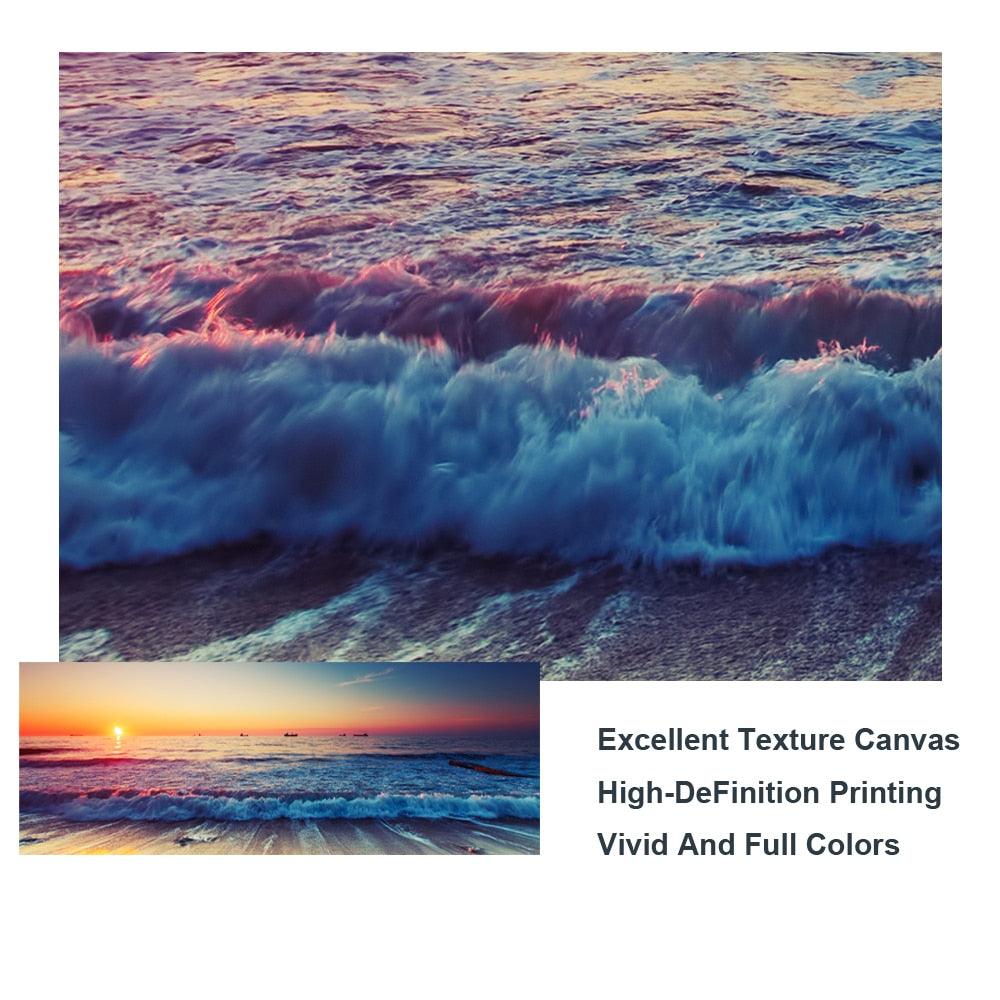 Tranquil Drift – Framed Sunset Ocean Wall Art (50x150cm)