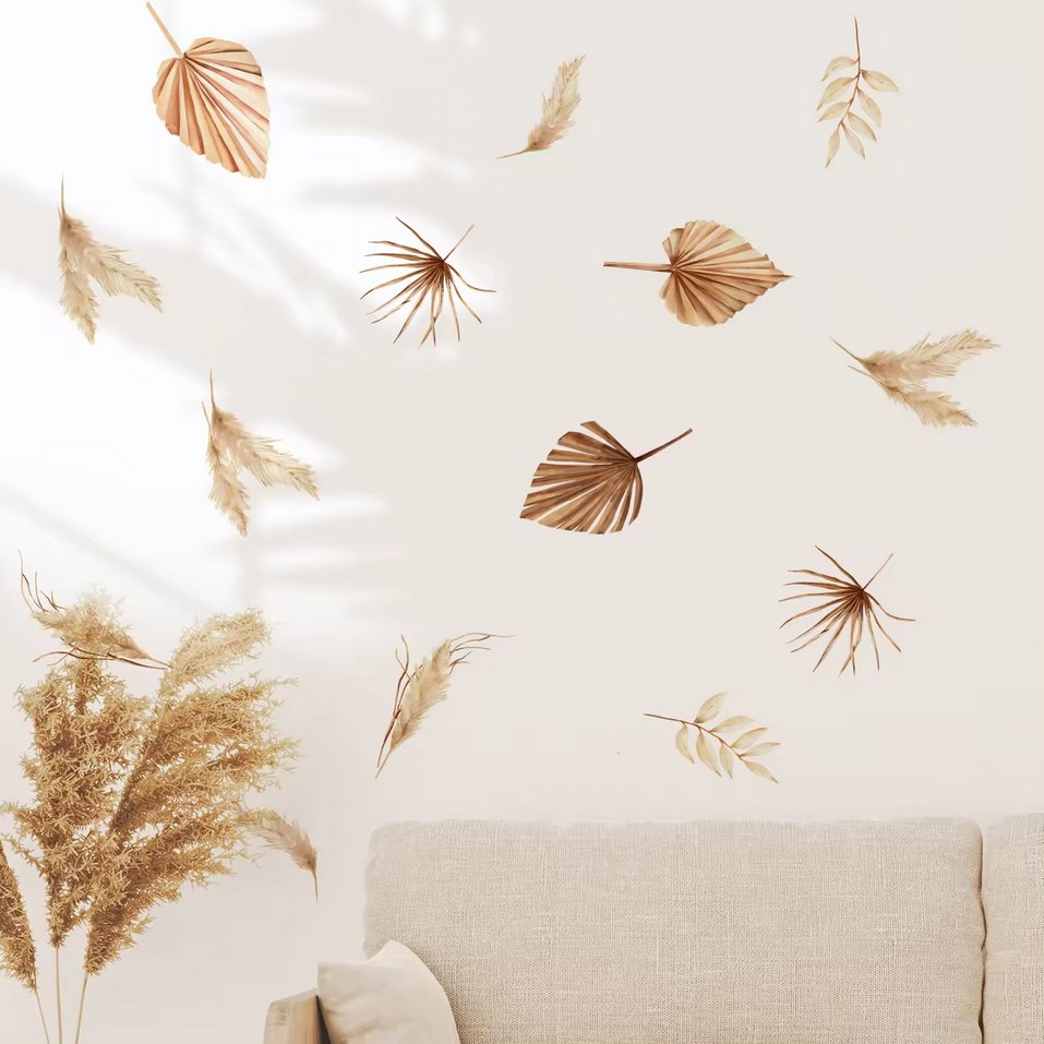 NatureWhisper Watercolour Boho Leaves Wall Decals
