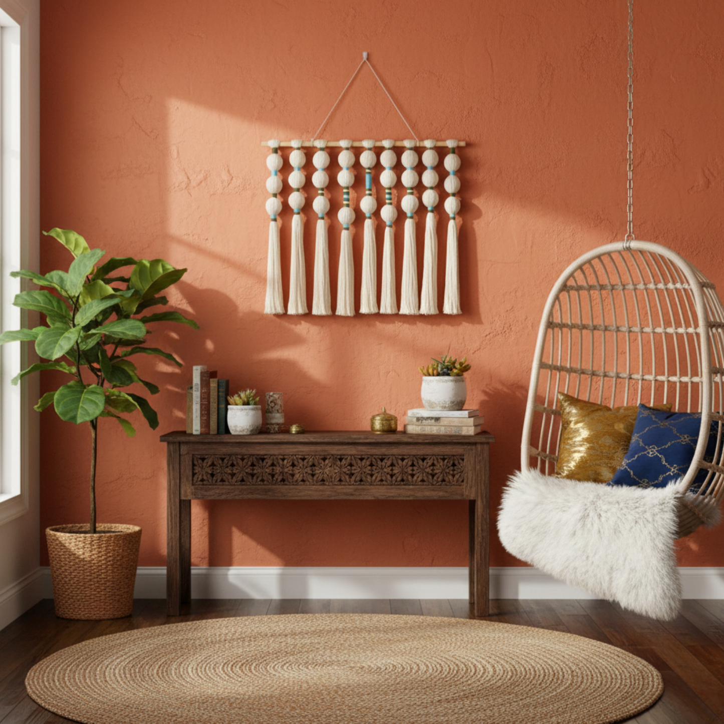 Boho Bobble Macrame Wall Hanging: The Azure Tassel Tapestry - Art Wall Melbourne