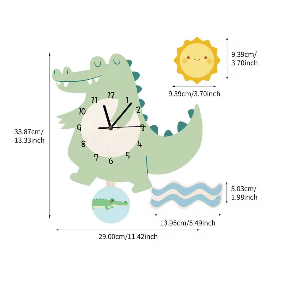 Crocodile Non - Ticking Silent Kid's Wall Clock - Fansee Australia