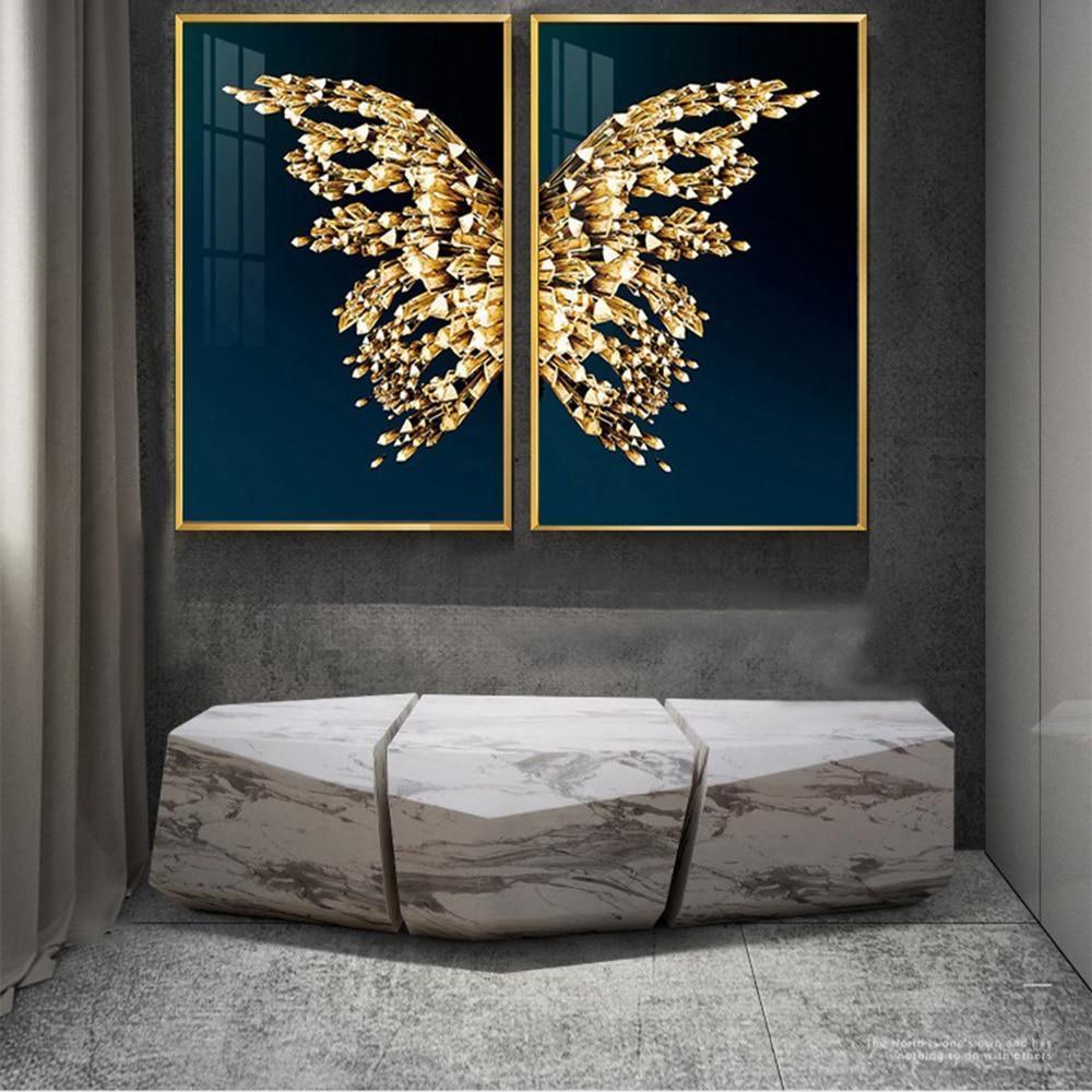 Gleaming Butterfly Gem Diptych Framed Wall Art - Art Wall Melbourne