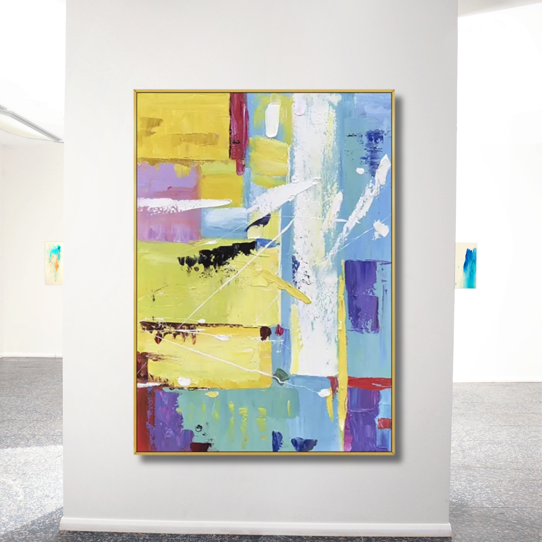 Painted Rhythm – Bold Geometric Abstract Oil Painting Artwork - Art Wall Melbourne