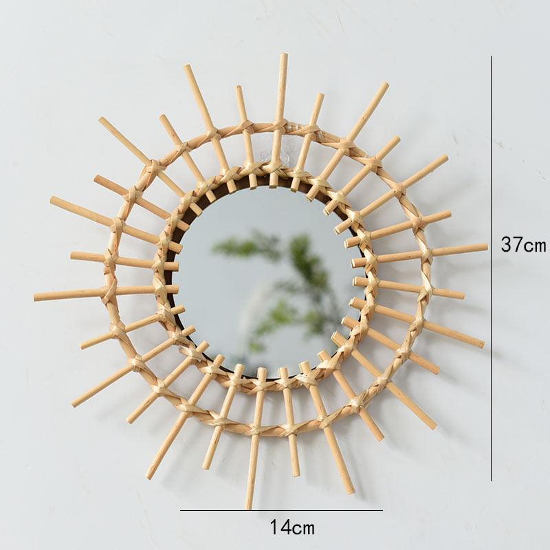 2 Pcs Set - Round Handmade Rattan Wall Mirrors - artwallmelbourne