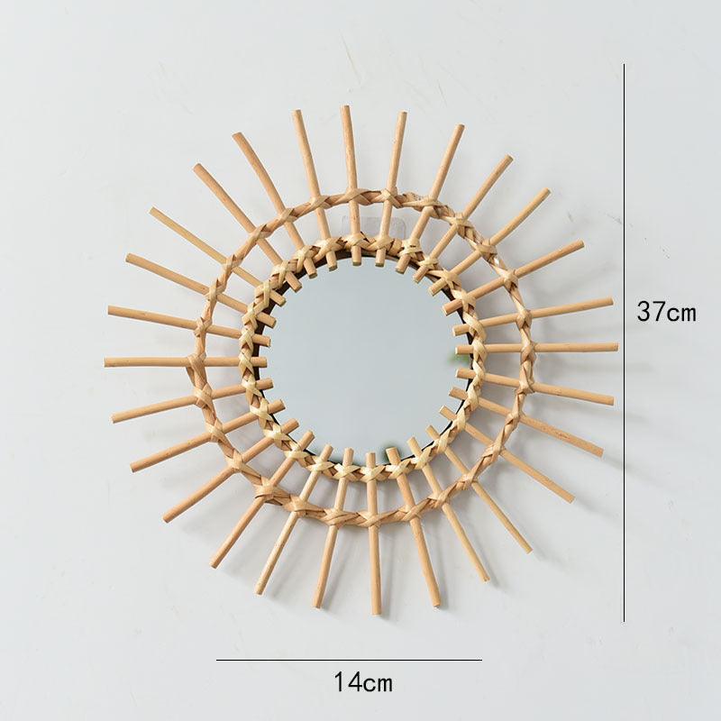2 Pcs Set - Round Handmade Rattan Wall Mirrors - artwallmelbourne