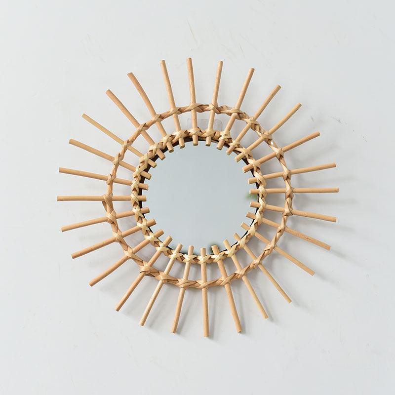 2 Pcs Set - Round Handmade Rattan Wall Mirrors - artwallmelbourne