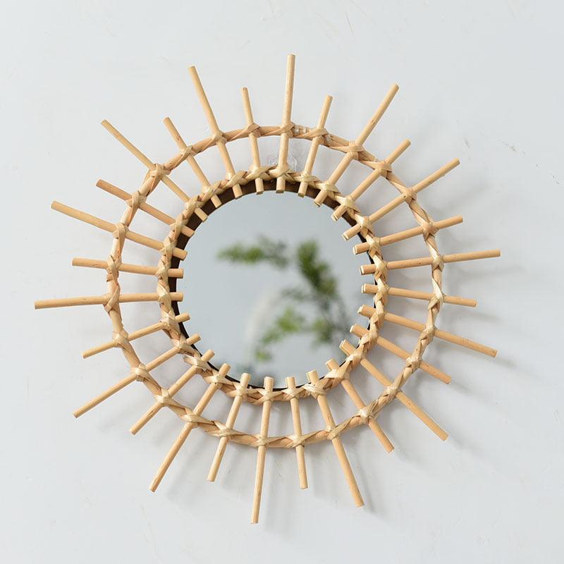 2 Pcs Set - Round Handmade Rattan Wall Mirrors - artwallmelbourne