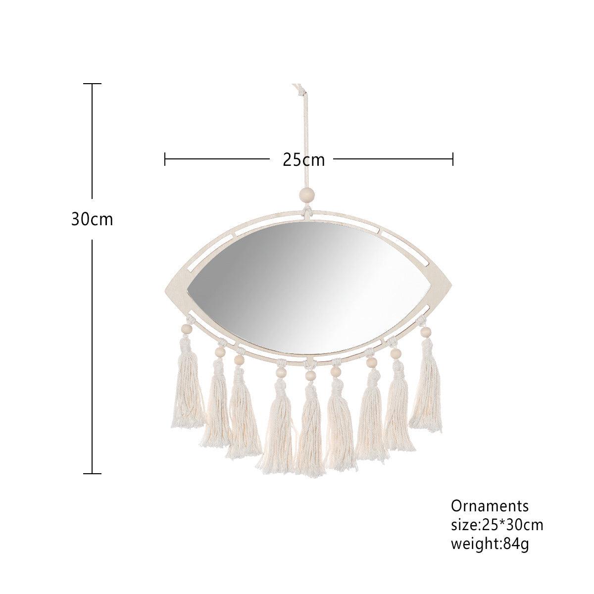 2 Pcs Set - Rustic Wood Evil Eye Wall Mirrors - artwallmelbourne