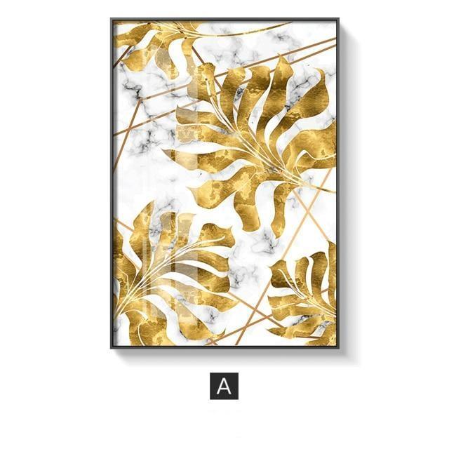 Golden Leaf Canvas Prints (3 Pcs Set - 60x80cm) - Fansee Australia