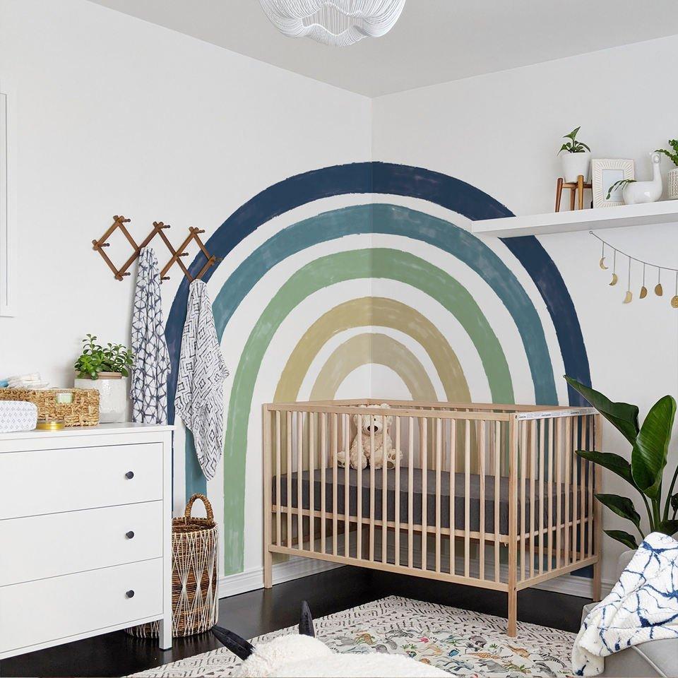 Extra Large Watercolour Blue Rainbow Fabric Wall Sticker - Fansee Australia