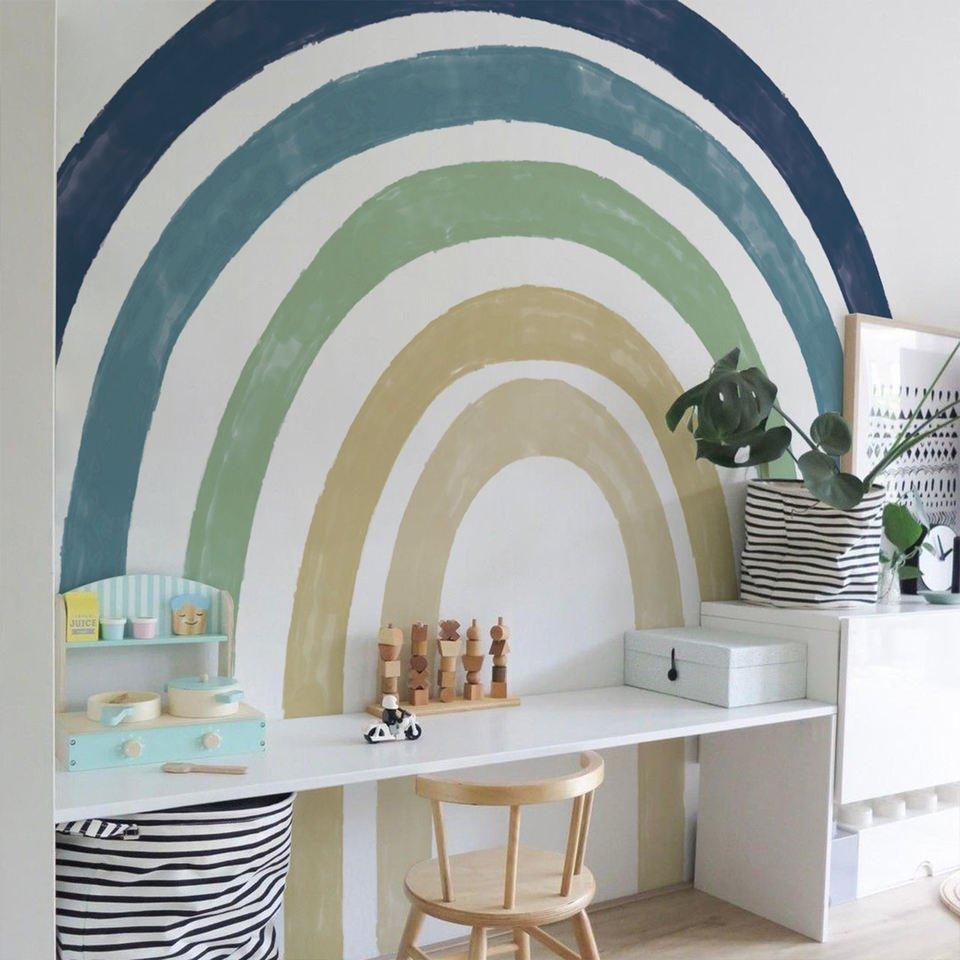 Extra Large Watercolour Blue Rainbow Fabric Wall Sticker - Fansee Australia