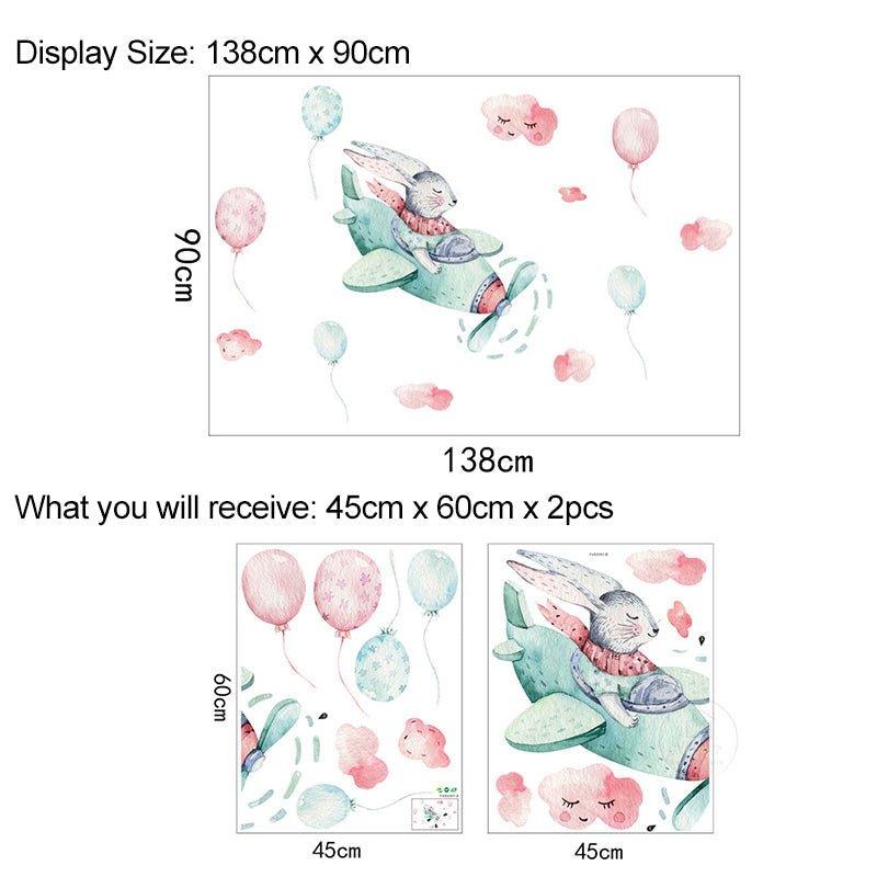 Bunny Flying Aeroplane Wall Stickers - Fansee Australia