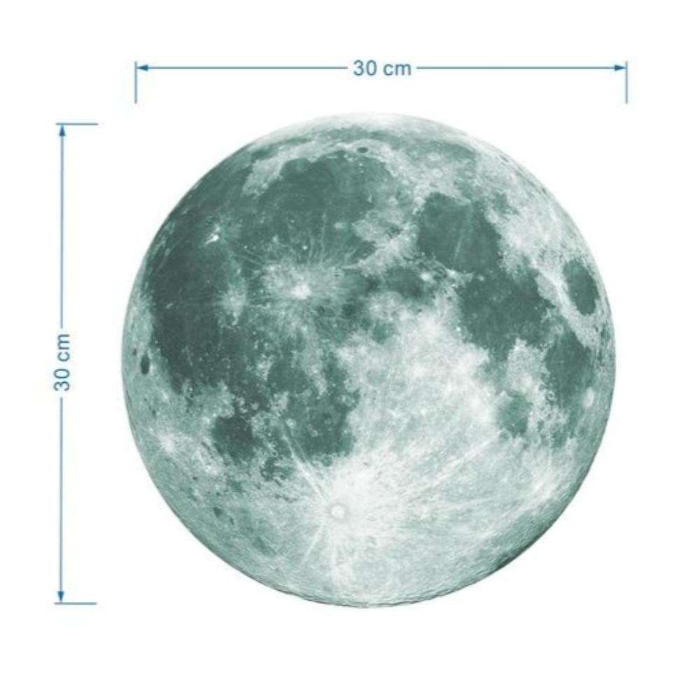 Glow In The Dark Luminous Moon 3D Wall Sticker - Green - Fansee Australia