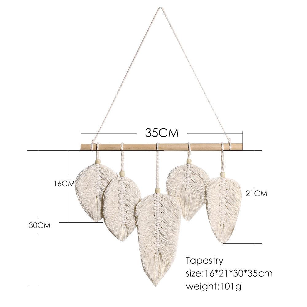 Handwoven Leaf Feather Macrame Wall Hanging - artwallmelbourne