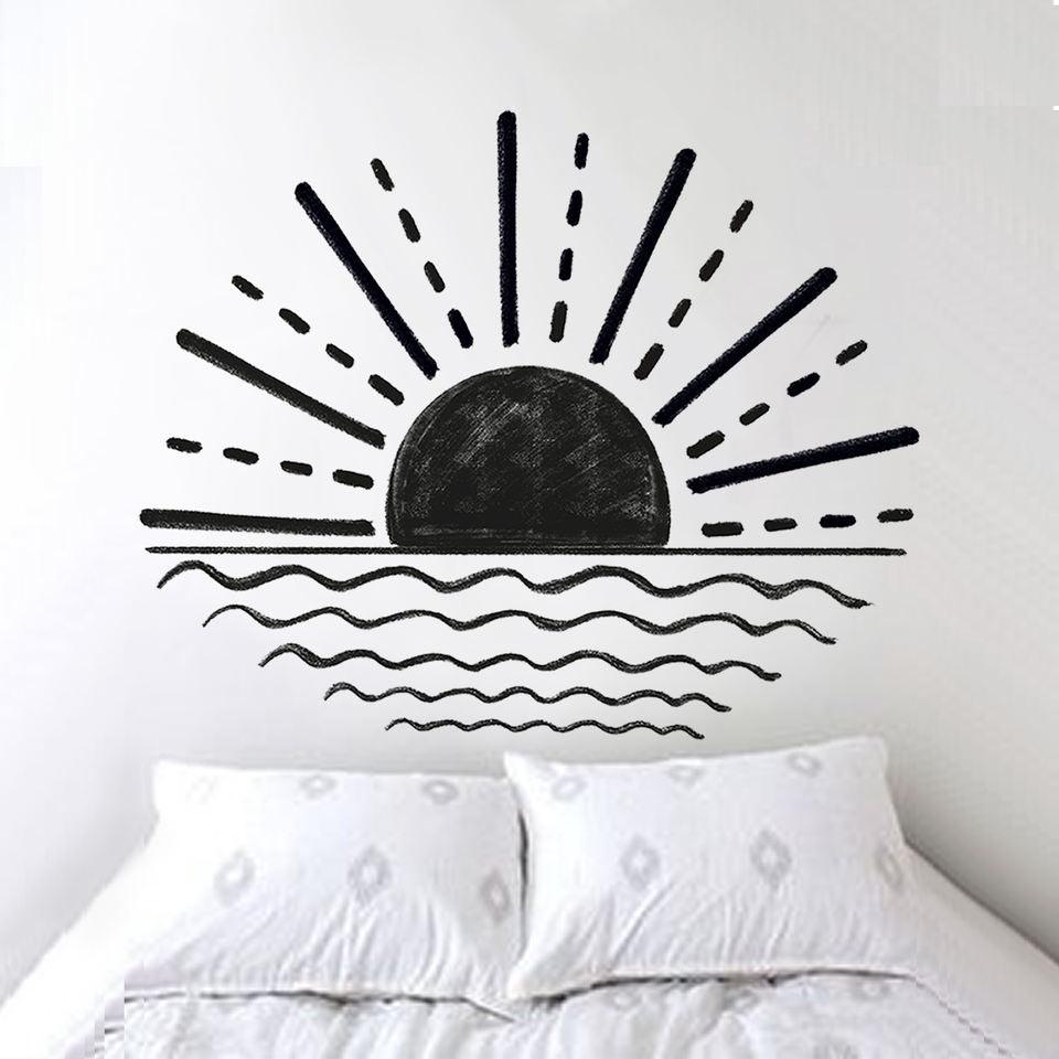 Minimalist Sun And Waves Wall Sticker - artwallmelbourne