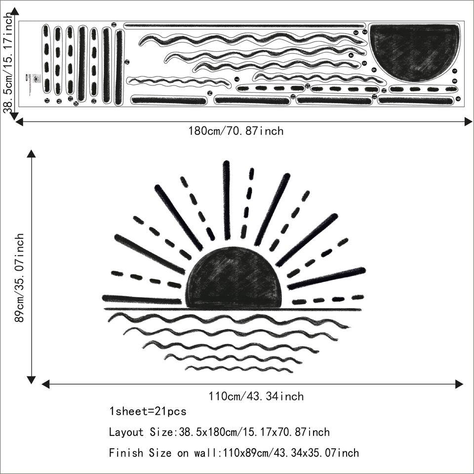 Minimalist Sun And Waves Wall Sticker - artwallmelbourne