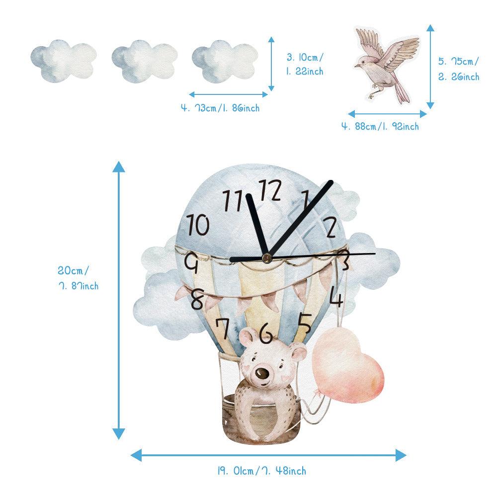 On Hot Air Balloon Wall Clock For Nursery - artwallmelbourne