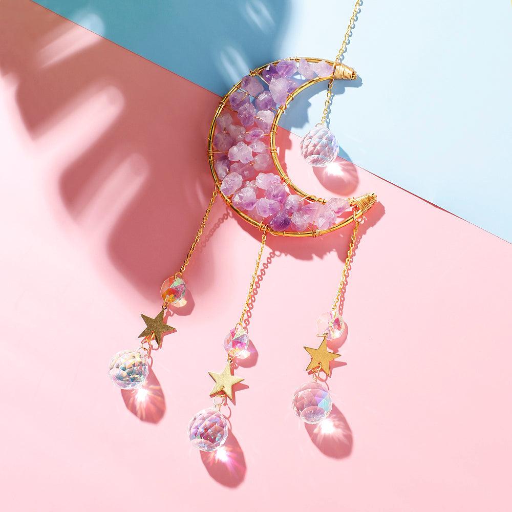 Sun Catcher With Raw Crystal Art Wall Hanging - artwallmelbourne