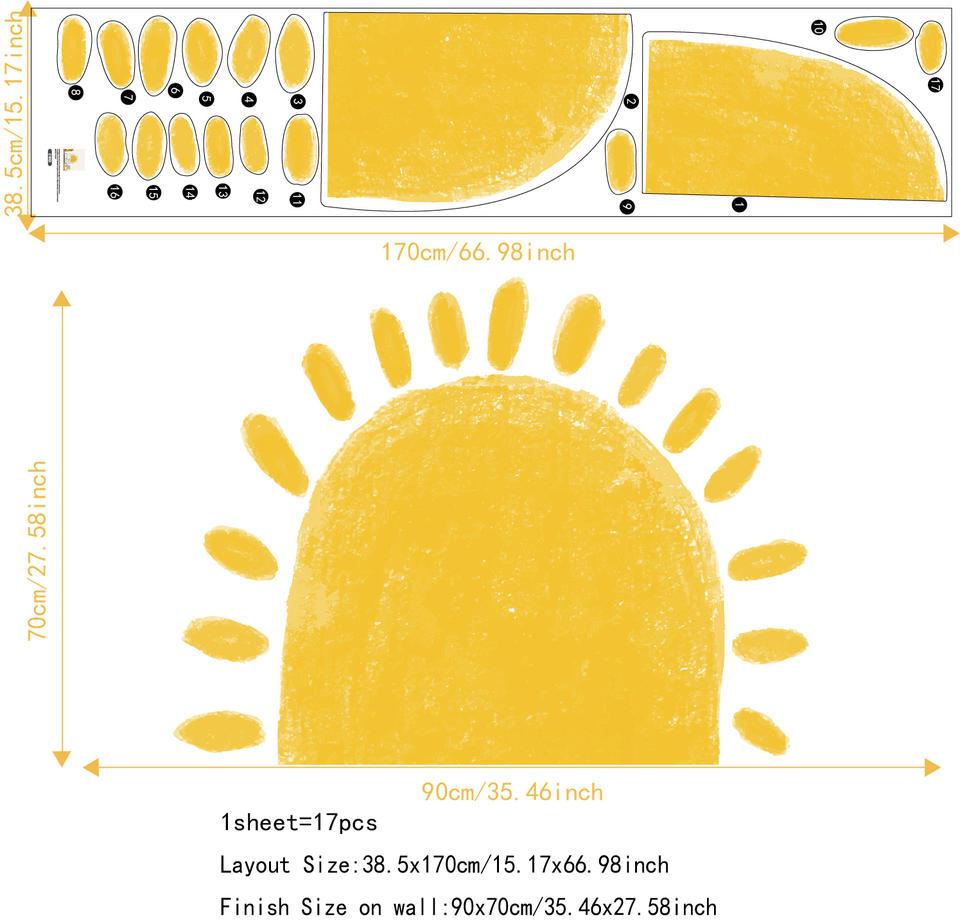 Spectacular Half Sun Peel And Stick Wall Sticker - artwallmelbourne