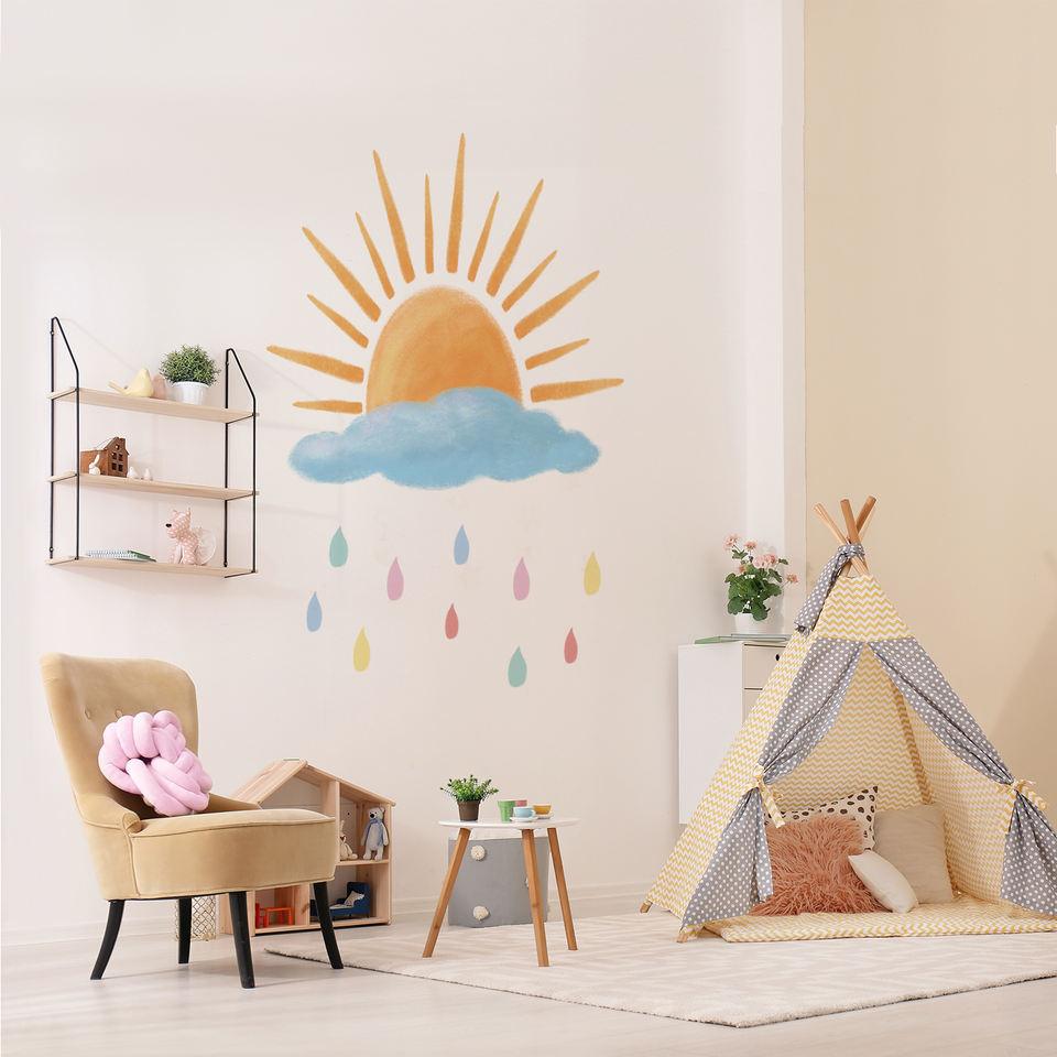Sunrise On Rainy Cloudy Day Wall Sticker - artwallmelbourne