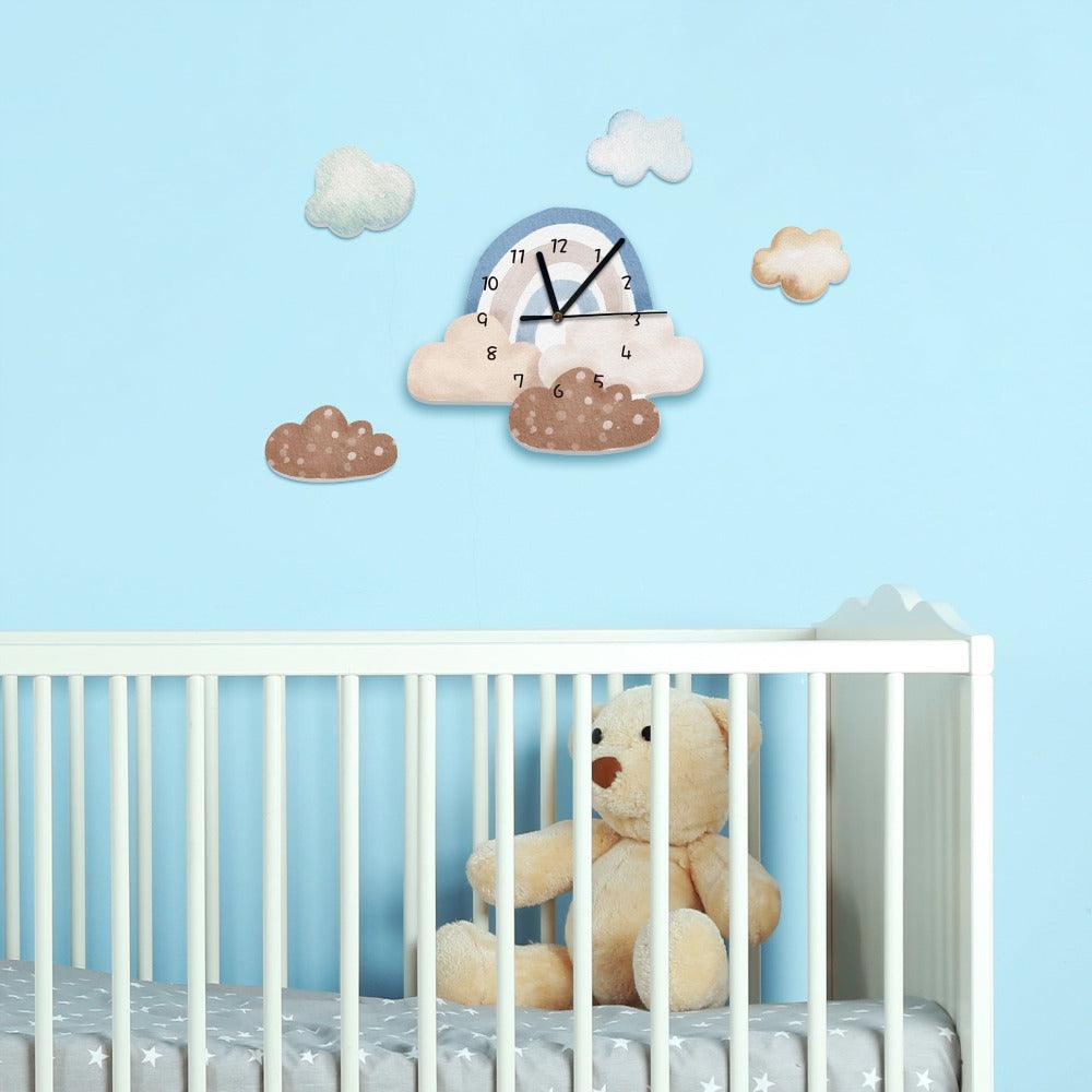 The Clouds Rainbow Kids Room Wall Clock - artwallmelbourne