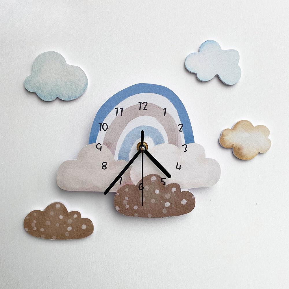 The Clouds Rainbow Kids Room Wall Clock - artwallmelbourne