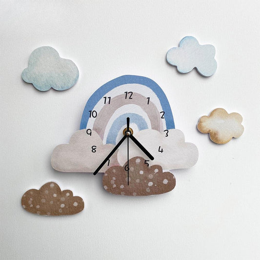 The Clouds Rainbow Kids Room Wall Clock - artwallmelbourne