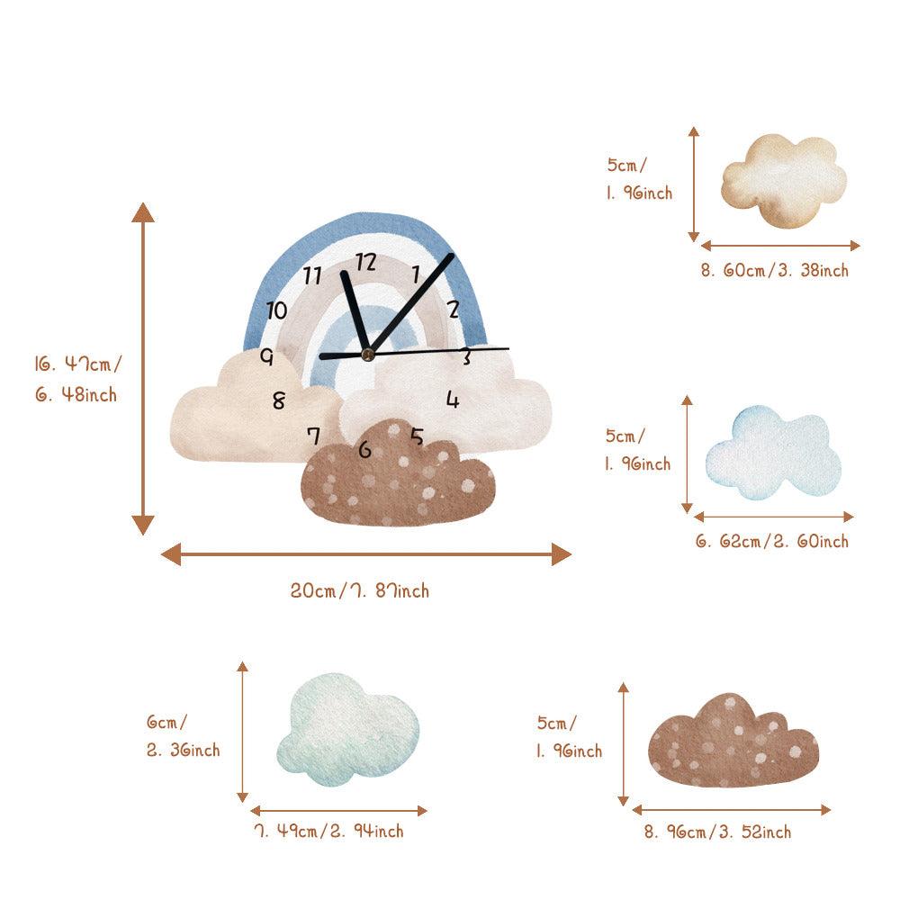 The Clouds Rainbow Kids Room Wall Clock - artwallmelbourne
