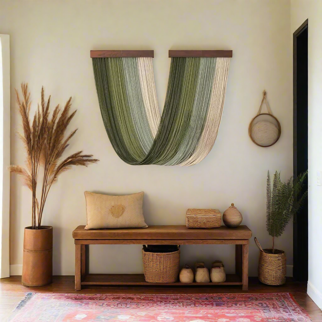 Sage Drift – Adjustable Boho Macrame Wall Art with Wooden Mounts