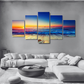 Sunset Serenity – 5-Piece Ocean Horizon Framed Canvas Wall Art Set