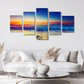 Sunset Serenity – 5-Piece Ocean Horizon Framed Canvas Wall Art Set