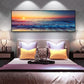 Tranquil Drift – Framed Sunset Ocean Wall Art (50x150cm)