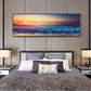 Tranquil Drift – Framed Sunset Ocean Wall Art (50x150cm)