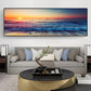 Tranquil Drift – Framed Sunset Ocean Wall Art (50x150cm)