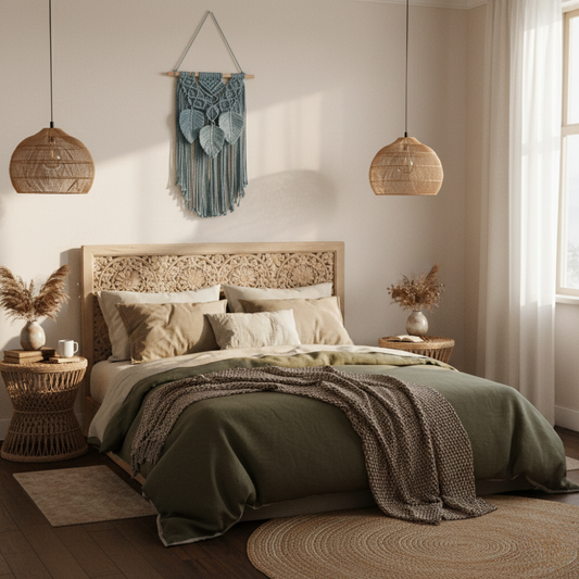 Handmade Blue Macrame with Tassels Wall Hanging