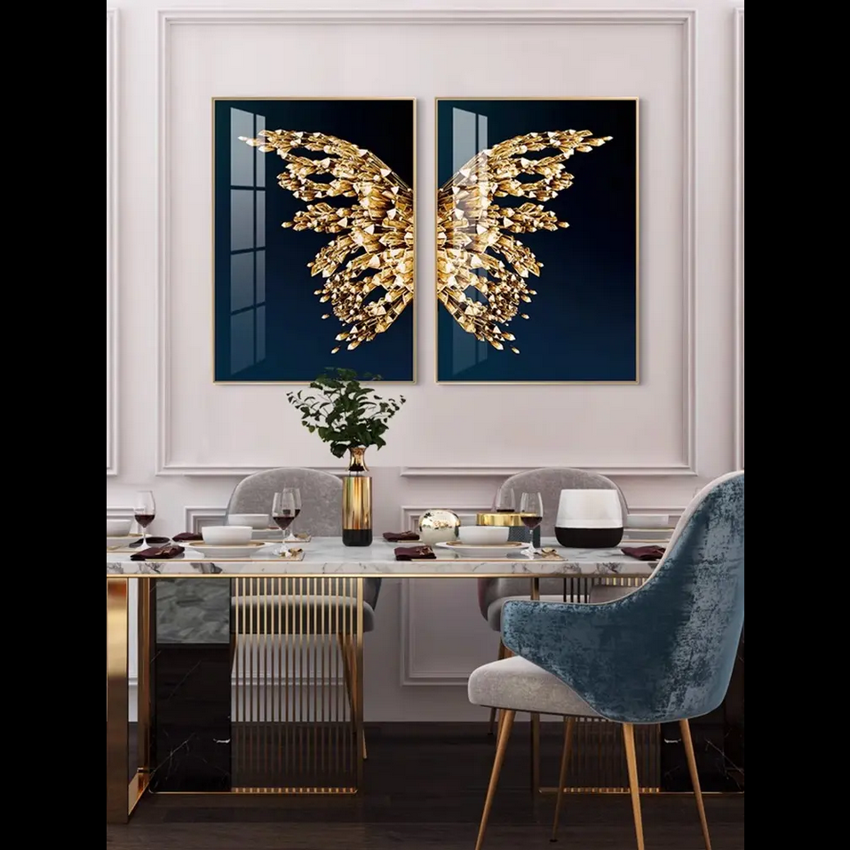 Gleaming Butterfly Gem Diptych Framed Wall Art