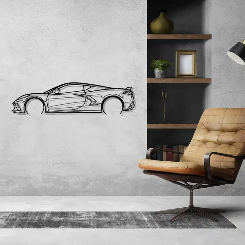 Speed Icon Car Silhouette Metal Wall Art