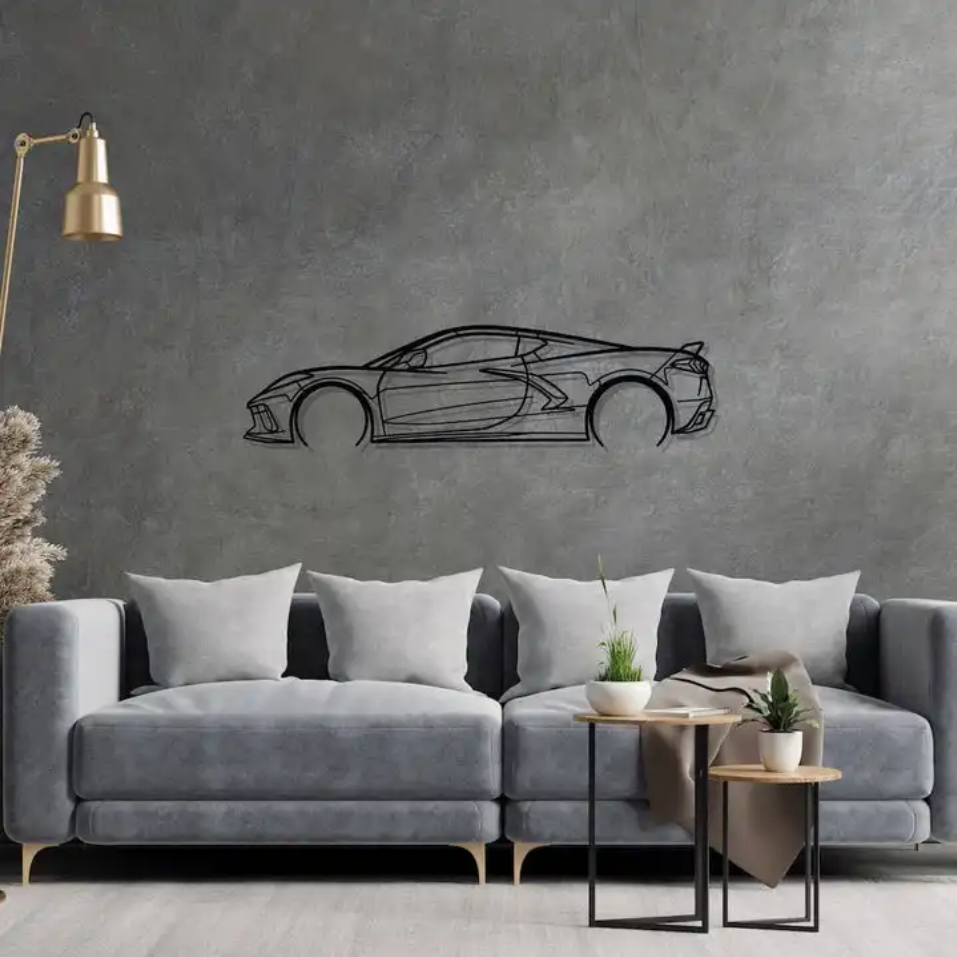 Speed Icon Car Silhouette Metal Wall Art