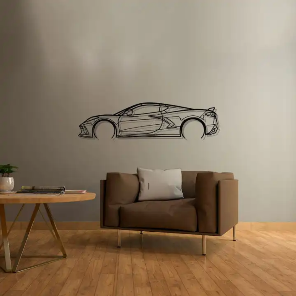 Speed Icon Car Silhouette Metal Wall Art