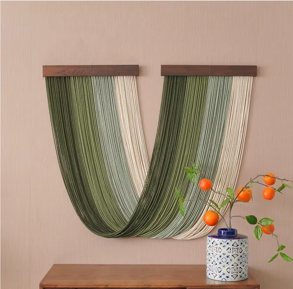 Sage Drift – Adjustable Boho Macrame Wall Art with Wooden Mounts