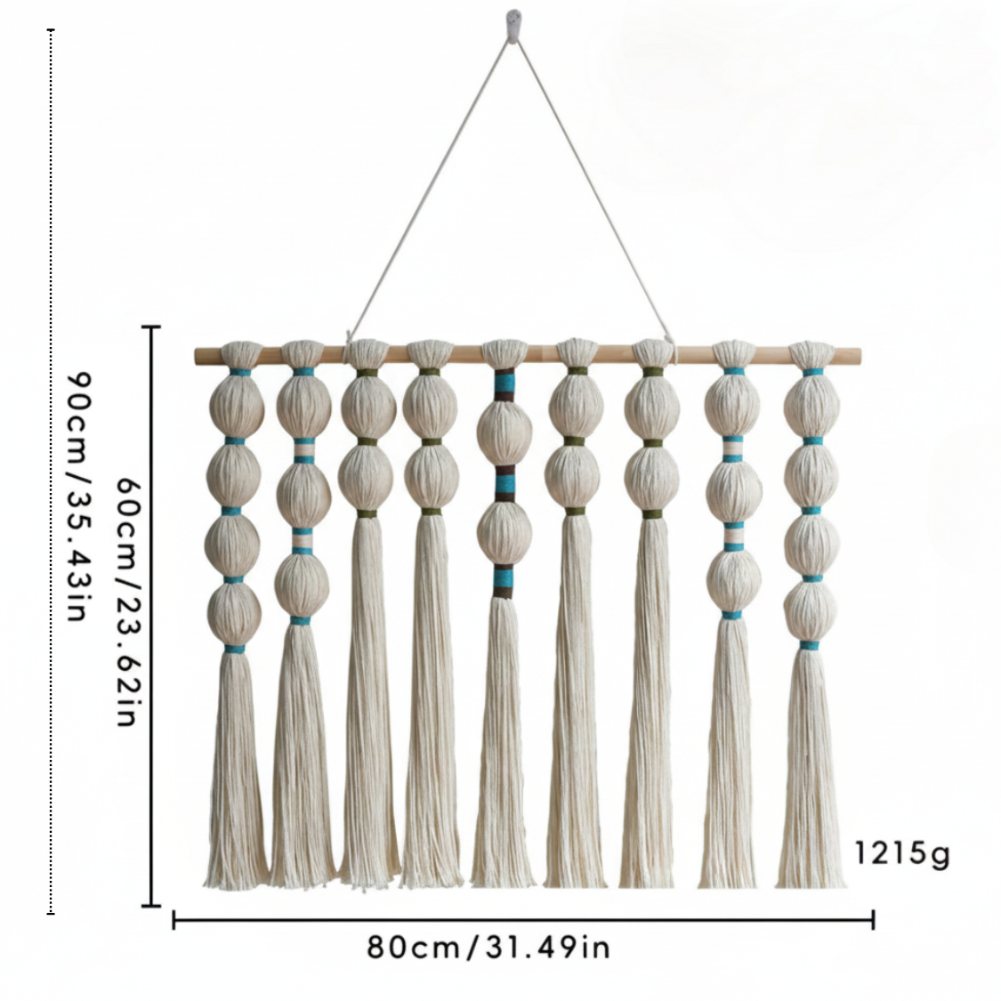 Boho Bobble Macrame Wall Hanging: The Azure Tassel Tapestry