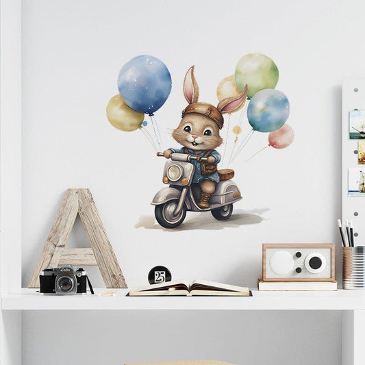 Adventure Bunny Balloon Sticker - Fansee Australia