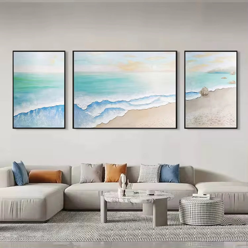 Beyond the Horizon – A Beachside Escape: Handmade Painting Set - Art Wall Melbourne