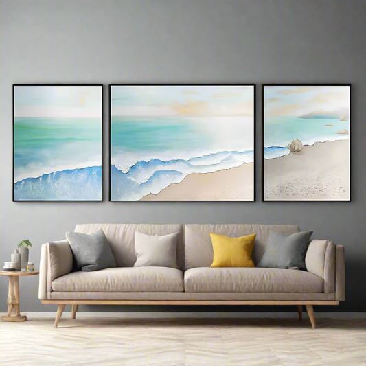 Beyond the Horizon – A Beachside Escape: Handmade Painting Set - Art Wall Melbourne