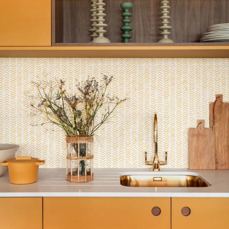 Boho Peach Herringbone Self-Adhesive Textured Vinyl Tiles Stickers - artwallmelbourne