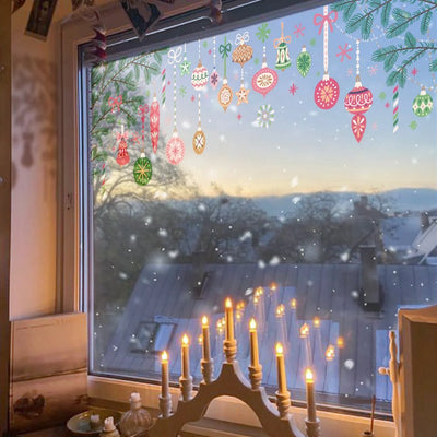 Christmas Balls and Branch Stained Glass Decals