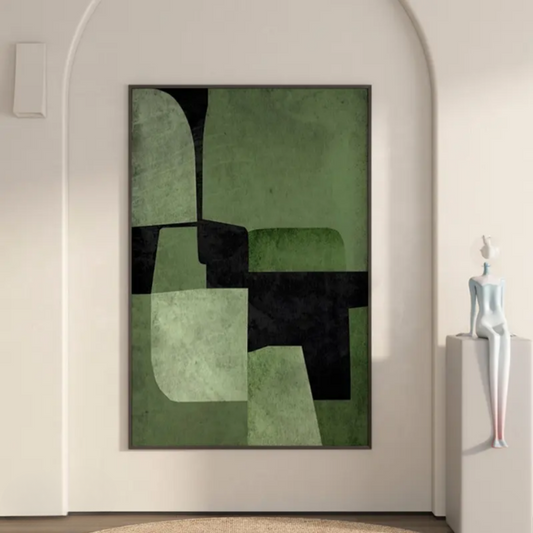 Concrete Canopy – Olive and Charcoal Abstract Artwork - Art Wall Melbourne