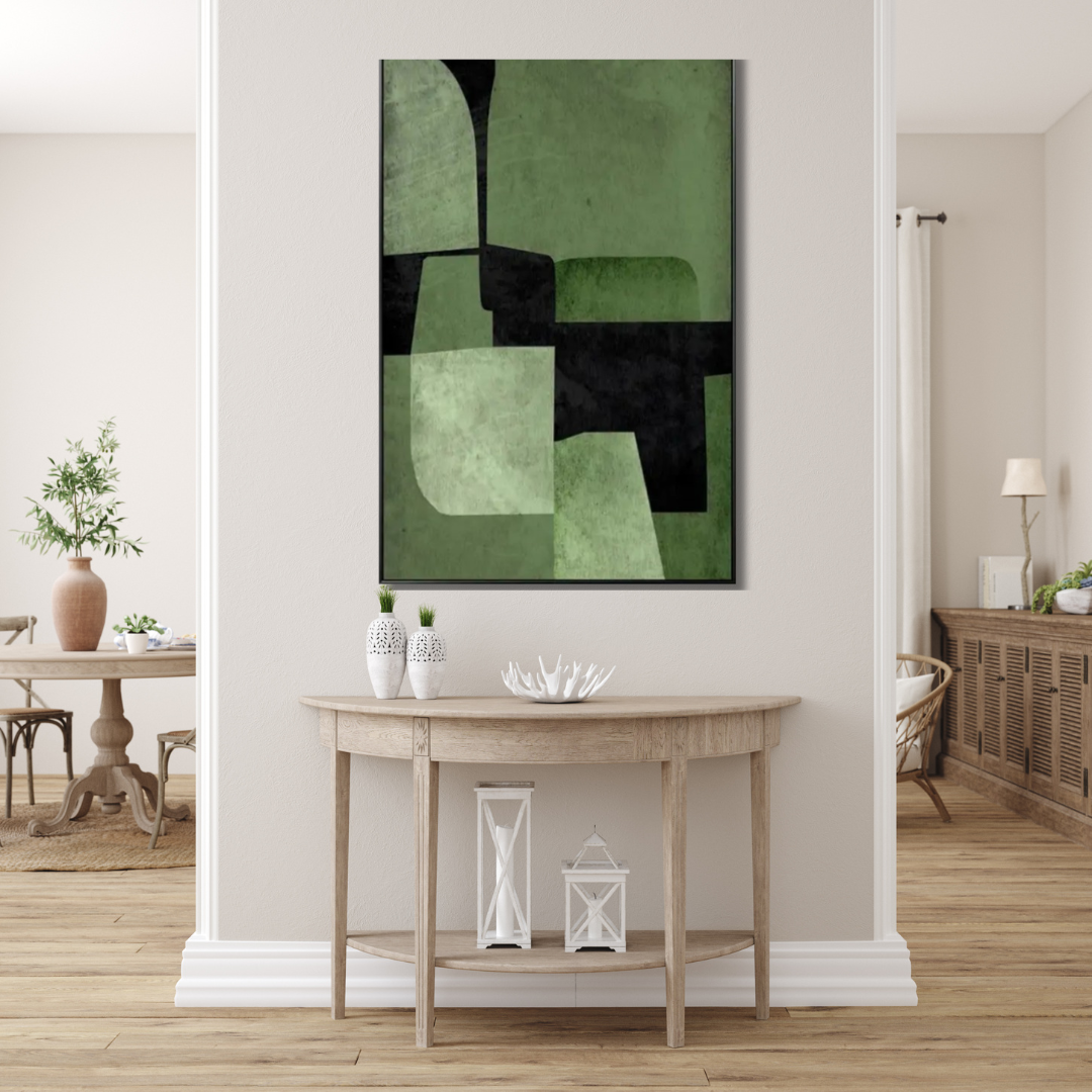 Concrete Canopy – Olive and Charcoal Abstract Artwork - Art Wall Melbourne