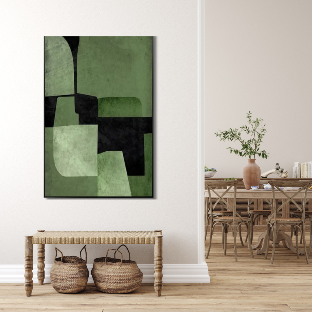 Concrete Canopy – Olive and Charcoal Abstract Artwork - Art Wall Melbourne