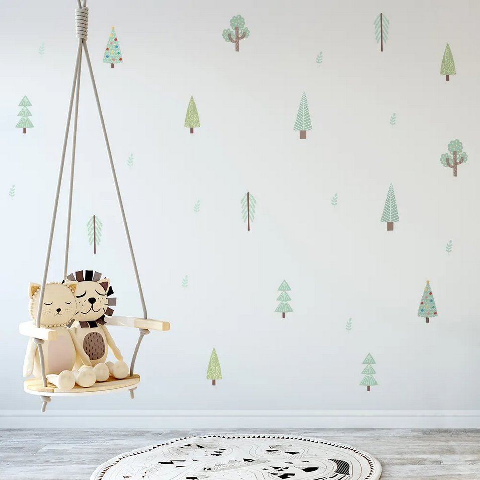 Cute Green Pine Tree Stickers for Baby Room Decor - Fansee Australia