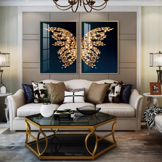 Gleaming Butterfly Gem Diptych Framed Wall Art - Art Wall Melbourne